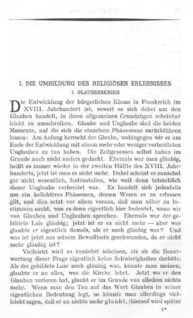 I. Die Umbildung des religiösen Erlebnisses
