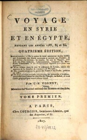 Voyage en Syrie et Égypte pendant les années 1783, 84 et 85, 1