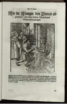 Die VI. Figur. Wie die Königin den Botten abgefertiget/ den edlen Helden Theuerdanck allenthalben zusuchen