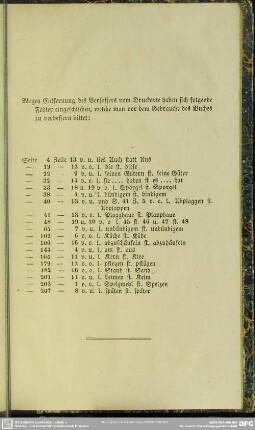 Wegen Entfernung des Verfassers vom Druckorte haben sich folgende Fehler eingeschlichen, welche man vor dem Gebrauche des Buches zu verbessern bittet