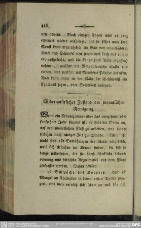 Widernatürlicher Zustand der monatlichen Reinigung