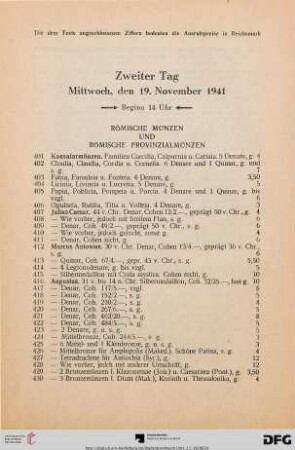 Zweiter Tag: Mittwoch, den 19. November 1941 (Nr. 401-704)