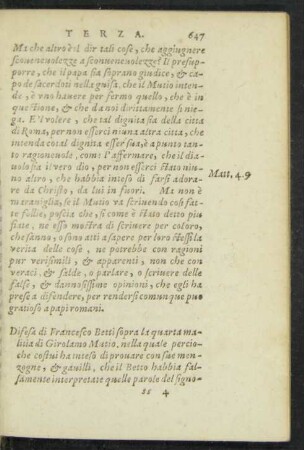 Difesa di Francesco Betti sopra la quarta malitia di Girolamo Mutio ...