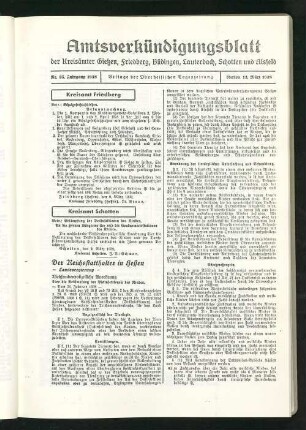 Amtsverkündigungsblatt der Landkreise Gießen, Friedberg, Büdingen, Lauterbach und Alsfeld