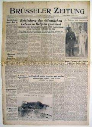 Deutsche Tageszeitung aus dem besetzten Belgien "Brüsseler Zeitung" u.a. zur Regelung der Besatzungsmodalitäten