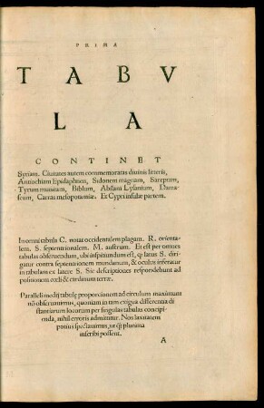 Prima Tabula Continet Syriam.