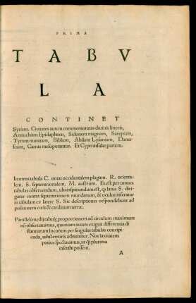 Prima Tabula Continet Syriam.