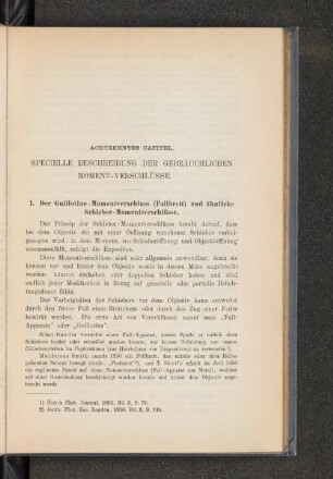 Achtzehntes Capitel. Specielle Beschreibung der gebräuchlichen Moment-Verschlüsse.