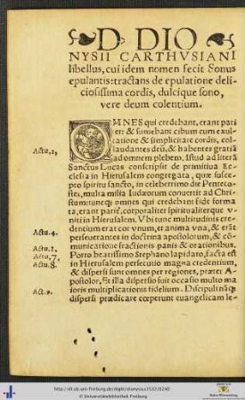 Domini Dionysii libellus, cui idem nomen fecit Sonus epulantis