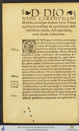 Domini Dionysii libellus, cui idem nomen fecit Sonus epulantis