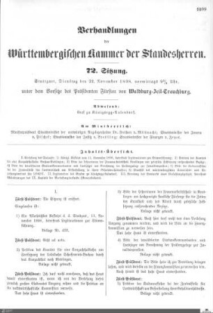 72. Sitzung, Stuttgart, 22.11.1898
