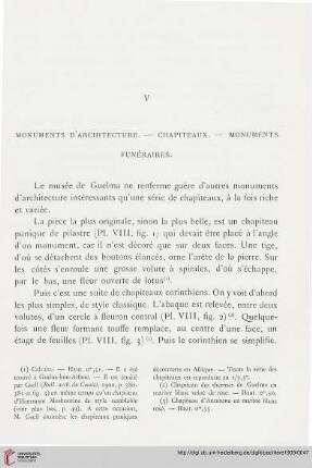 Monuments d’Architecture – Chapiteaux – Monuments Funéraires