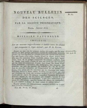 Nouveau Bulletin des Sciences, par la Société Philomatique. Paris. Janvier 1813., 64