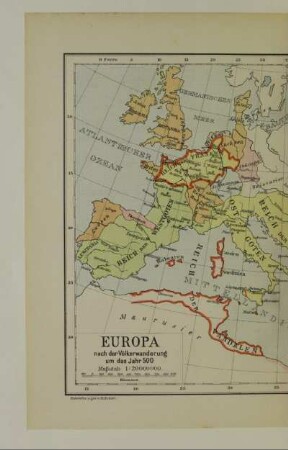 Europa nach der Völkerwanderung um das Jahr 500
