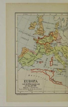 Europa nach der Völkerwanderung um das Jahr 500