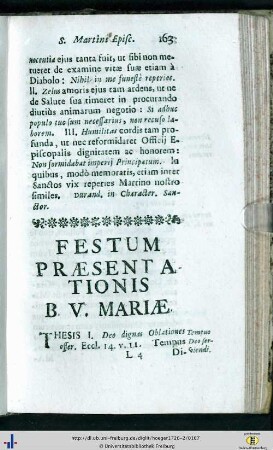 Festum Praesentationis B. V. Mariae.