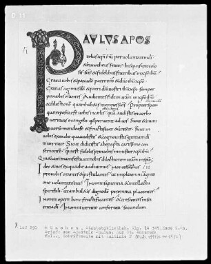 Briefe des Apostels Paulus (enge Beziehungen zur Ada-Gruppe) — Initiale P(aulus Apostolus)