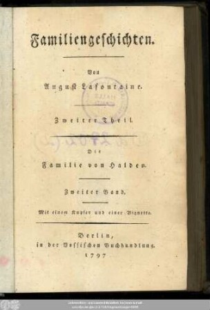 Zweiter Theil 2 = Zweiter Band: Familiengeschichten