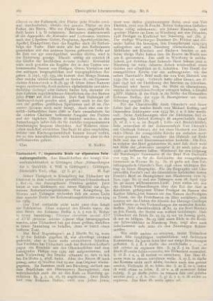 163-165 [Rezension] Tschackert, P., Ungedruckte Briefe zur allgemeinen Reformationsgeschichte. Aus Handschriften der königl. Universitätsbibliothek in Göttingen