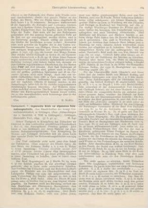 163-165 [Rezension] Tschackert, P., Ungedruckte Briefe zur allgemeinen Reformationsgeschichte. Aus Handschriften der königl. Universitätsbibliothek in Göttingen
