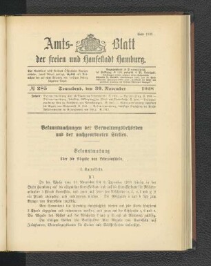 No. 285, 30. November 1918
