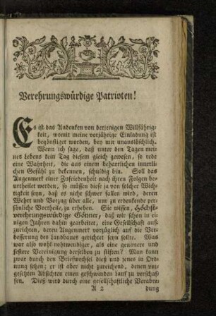 Verehrungswürdige Patrioten!