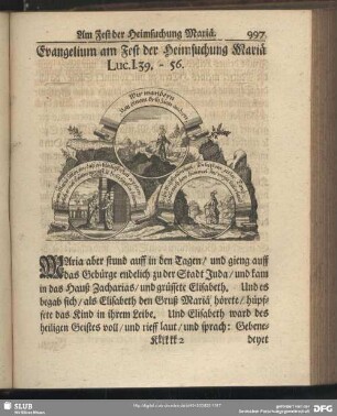 Evangelium am Fest der Heimsuchung Mariä Luc. I. 39. – 56.