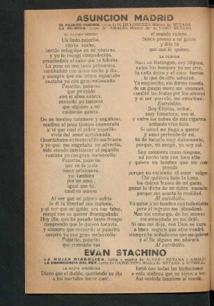 El pájaro herido : Letra de H. de Lorenzo. Música de Retana.