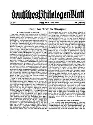Unter dem Druck der Finanznot
