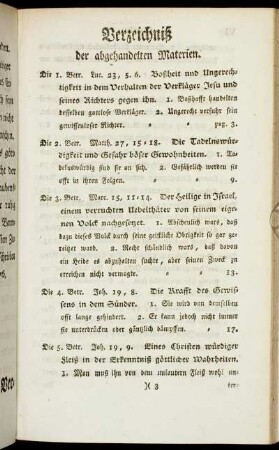 Verzeichniß der abgehandelten Materien.
