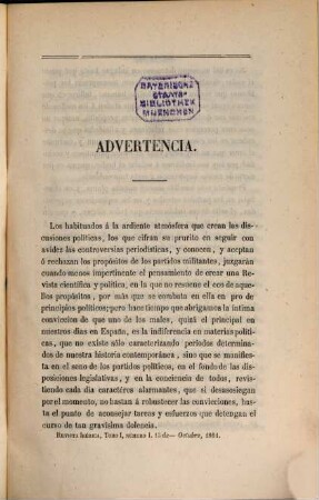 Revista ibérica de ciencias, polit́ica, literatura, artes e instrucción pública. 1. 1861 = Okt. - Dez.