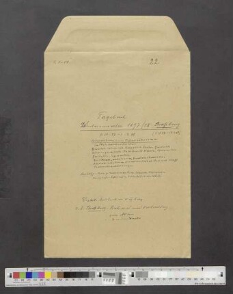 Band 22: Wintersemester 1897/1898 Straßburg (Dr. phil. Assistent in Würzburg)