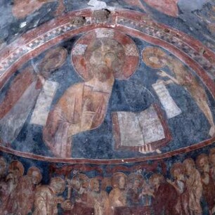 Rhodos. Kapelle Agios Nikolaos Foundoukli am Prof- Elias-Berg. Pantokrator, Apsisfresko, 15. Jh. FR. 9.9.83