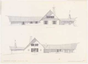 Landhaus, Nyon (Haus Schwebes, zahlreiche Varianten): Ansichten von W und O 1:100