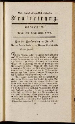 16tes Stück. Wien den 24ten April 1773.