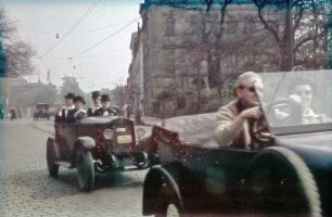 Oldtimer auf der Antonstraße, Nähe Neustädter Bahnhof zur Veteranenrallye in Dresden 1962