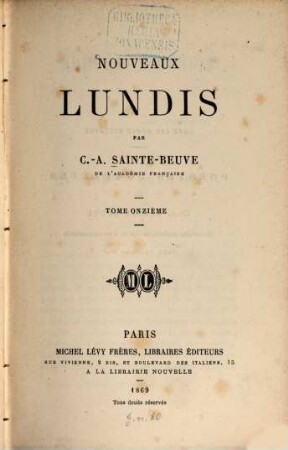 Nouveaux lundis, 11