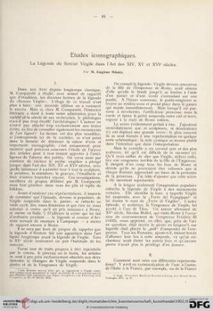 Etudes iconographiques : la légende du sorcier Virgile dans l'art des XIV, XV et XVIe siècles
