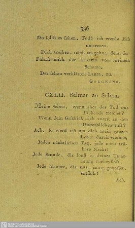 CXLII. Selmar an Selma