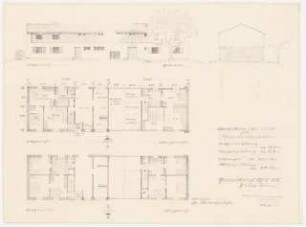 Siedlung Hinrichssegen, Bruckmühl Doppelwohnhaus: Ansicht und Grundrisse Doppelsiedlerhaus