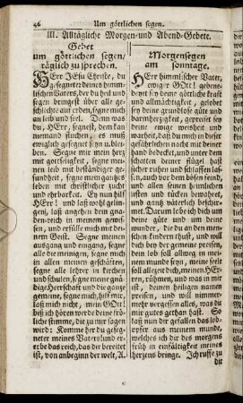 III. Alltägliche Morgen- und Abend-Gebete.