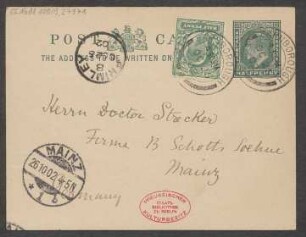 Brief an Ludwig Strecker  und B. Schott's Söhne : 25.10.1902