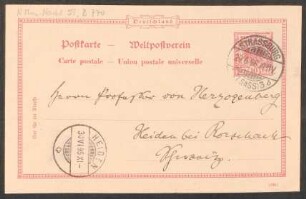 Postkarte an Heinrich von Herzogenberg : 29.06.1896