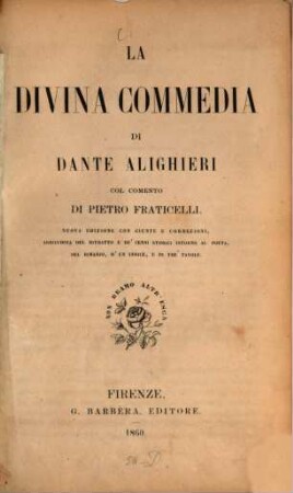 La Divina Commedia di Dante Alighieri col comento di Pietro Fraticelli