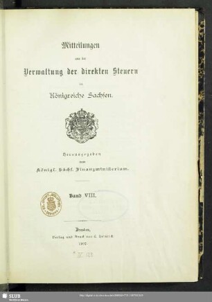 8.1904/07: Mitteilungen aus der Verwaltung der direkten Steuern im Königreiche Sachsen