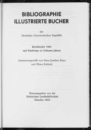 1984: Berichtsjahr 1984 und Nachträge zu früheren Jahren