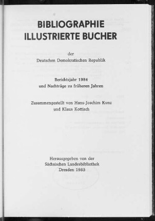 1984: Berichtsjahr 1984 und Nachträge zu früheren Jahren