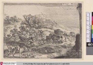 [Landschaft mit einem beladenen Esel; Landscape with a laden Donkey]