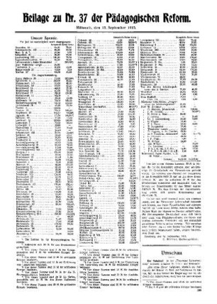Unsere Spende : Beilage zu Nr. 37 der Pädagogischen Reform