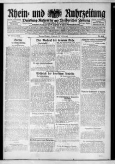 Rhein- und Ruhrzeitung : Tageszeitung für das niederrheinische Industriegebiet und den linken Niederrhein : das Blatt der westdeutschen Binnenschiffahrt